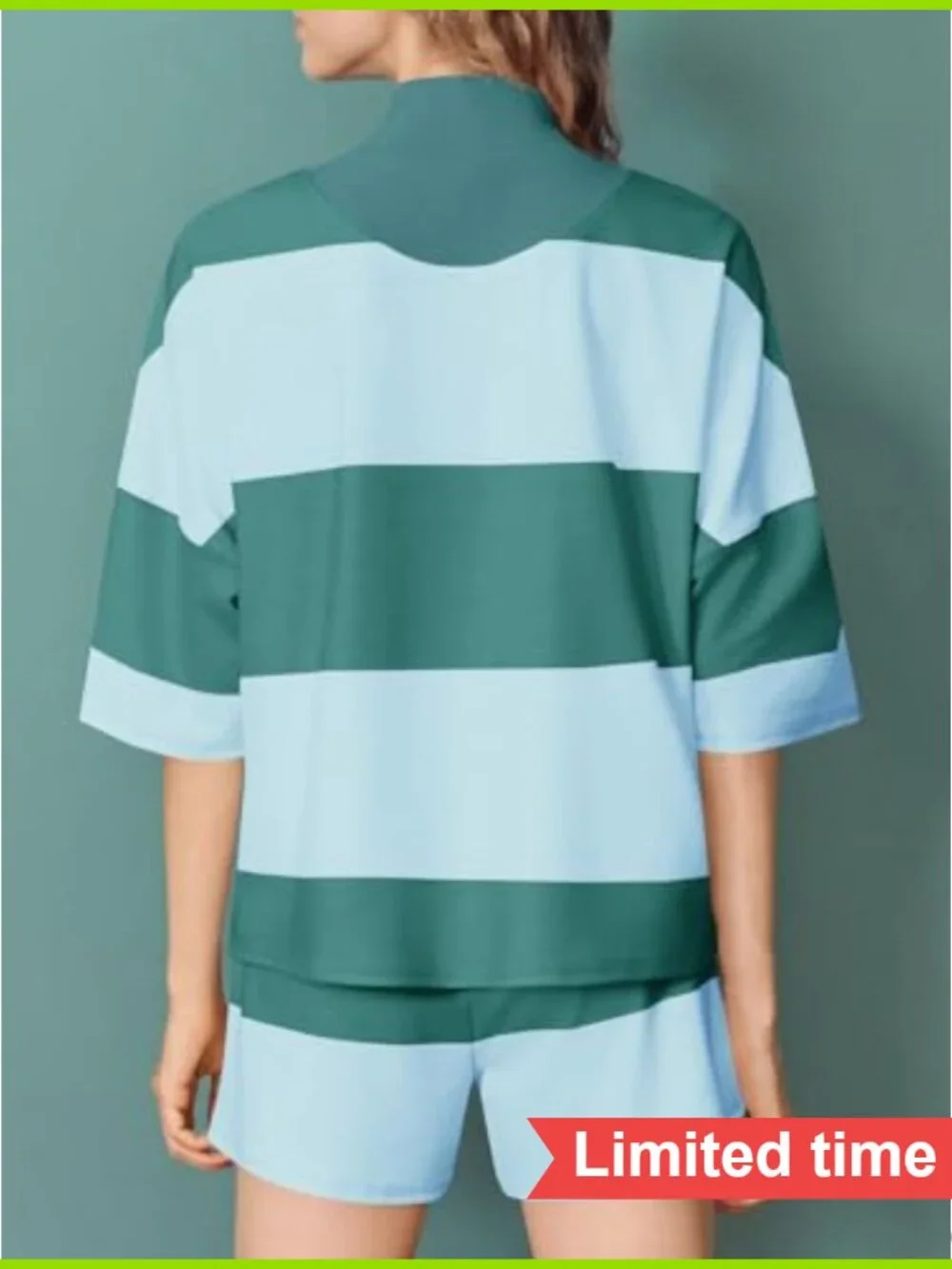 Women's 2 Piece Athletic Set - Striped Zip Up Sweatshirt & High Waist Shorts,